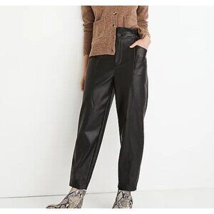 Madewell Black Vegan Leather Pull-On Paperbag Pants